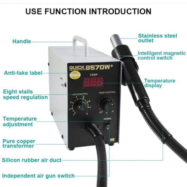 QUICK 857DW+ DIGITAL SMD REWORK STATION - Image 8