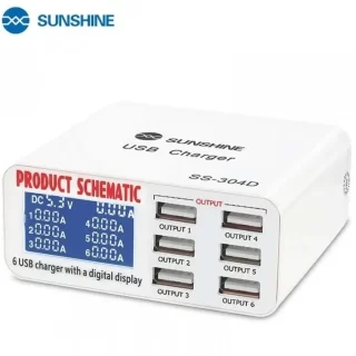 SUNSHINE SS-304Q 6 PORT INTELLIGENT USB FAST CHARGER
